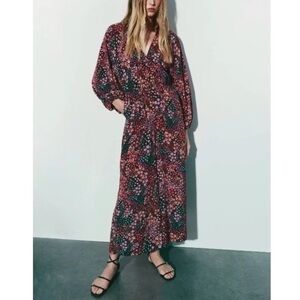 Zara Floral Balloon sleeve wide leg Jumpsuit Romper